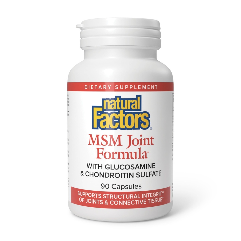 Natürliche Faktoren, Gemeinsame MSM-Formel, Unterstützt gesunde Gelenk, Muskel und Knorpel mit Glucosamin und Chondroitin-Sulfat, 90 Kapseln (90 Portionen)