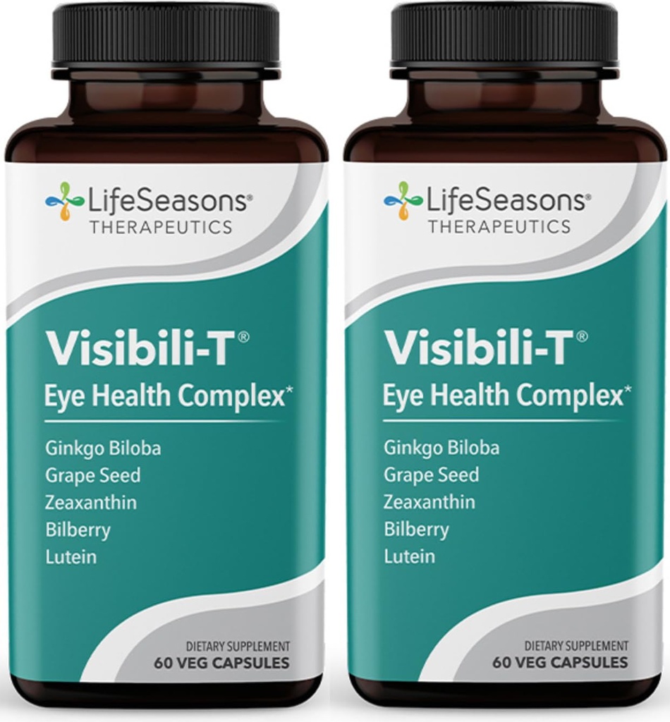 Visibili-T - Supplément de vitamine pour la santé oculaire et le soutien de la vision - Racine de carotte, Chromium, Bilberry, Ginkgo Biloba, Extrait de graines de raisin, Lycopène, Vitamine A, Lutéine et Zeaxanthin - 60 Capsules (paquet de 2)