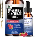Magnesium Glycinate 500mg, flüssiges Magnesium Glycinat Tropfen 6X hohe Absorption für Knochen, Schlaf, Leg Cramps & Immununterstützung, Vegan, Non-GMO, Glutenfreie | 30 Servierungen