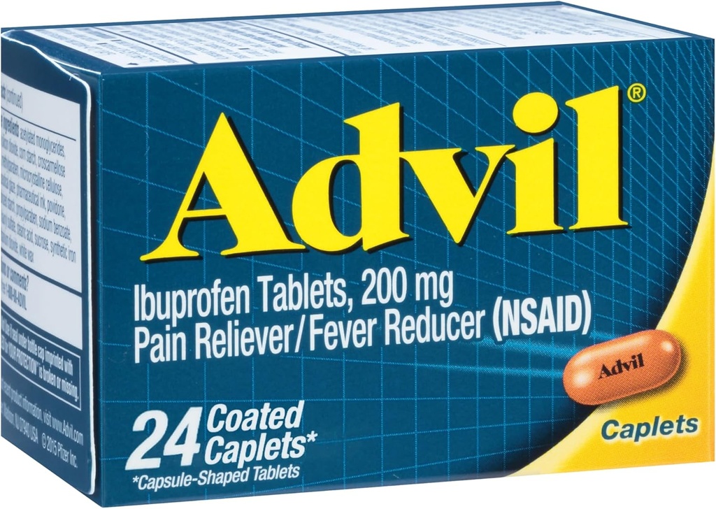 Advil Ibuprofen Coated Caplets Pain Reliever und Fever Reducer 200 Milligram 24Ct