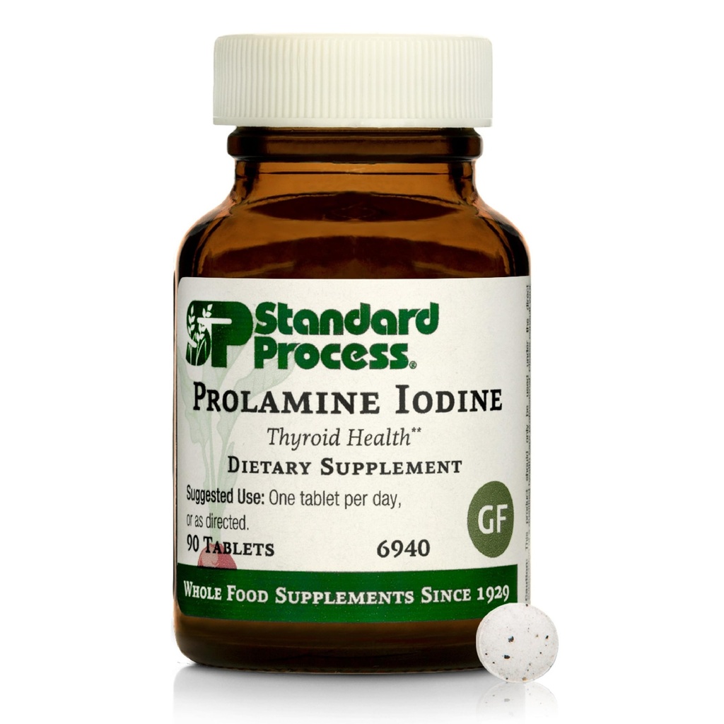 Standard Process Prolamine Iodine - Schilddrüsengesundheitsergänzung - Essential Endocrine Support with Iodine - Glutenfrei, Non-Dairy, & Non-Soy - 90 Tabletten (90 Portionen)