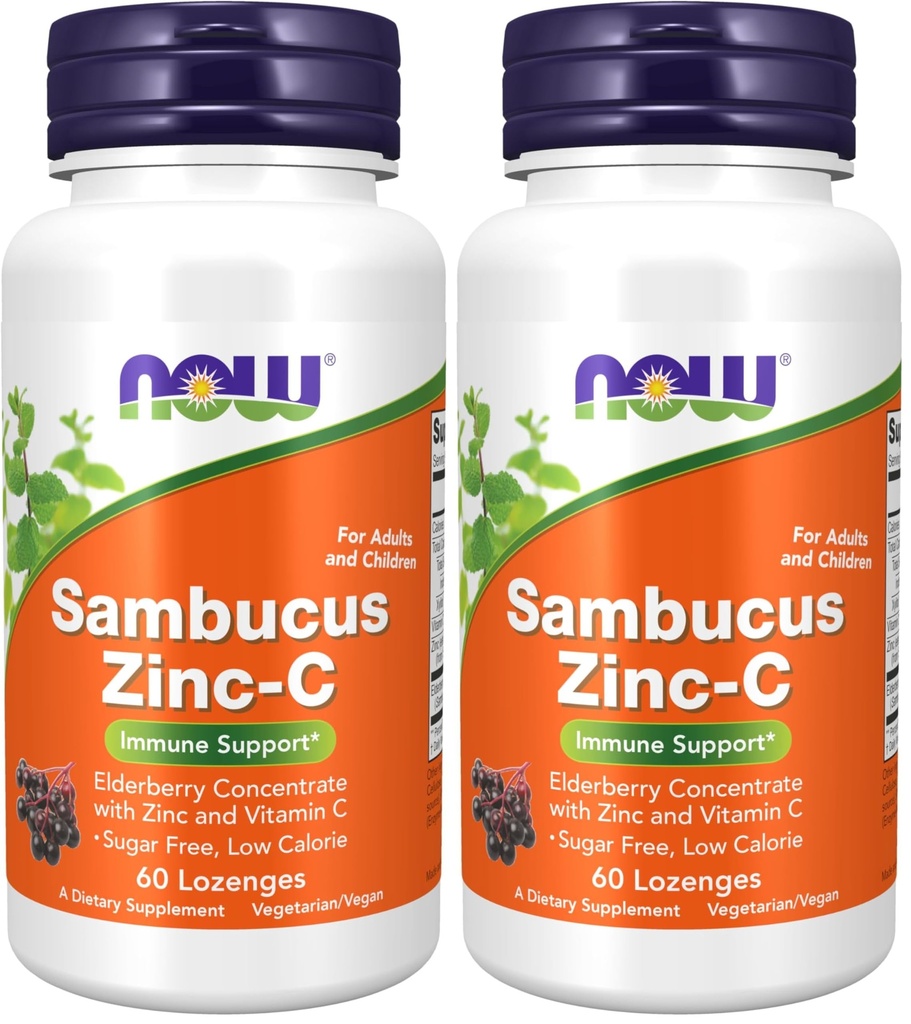 JETZT Ergänzungen, Sambucus Zinc-C mit Elderberry Konzentrat und Vitamin C, 60 Lozenges (Pack von 2)