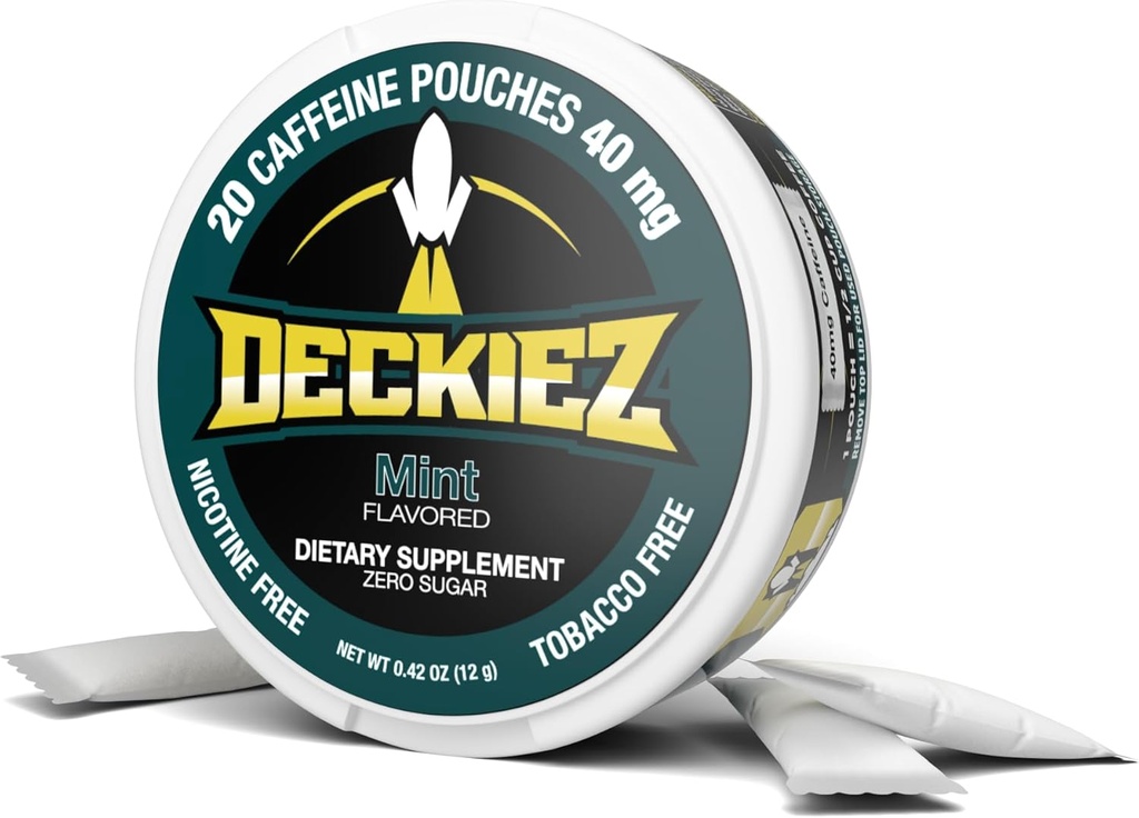 Deckiez Energy Pouches, 5 Dosen (100 Servierungen), Sugar Free Caffeine Supplement, Kaffee Pouches & Energy Drink Alternative, 50mg Caffeine Pouches, Mint Flavor