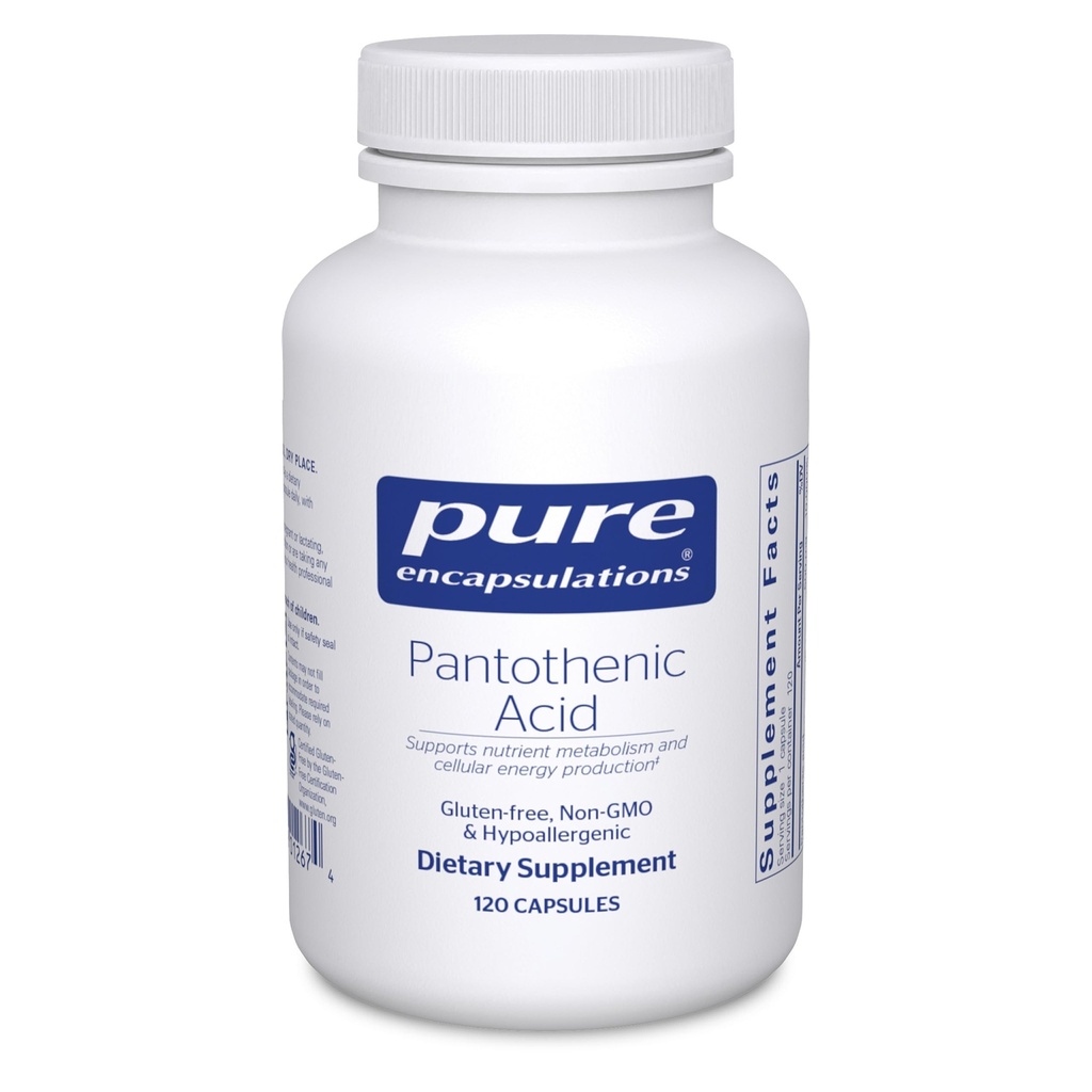 Pure Encapsulations Pantothenic Acid | Hypoallergene Ergänzung unterstützt Cellular Energy Production, Adrenal and Cardiovascular Health | 120 Kapseln