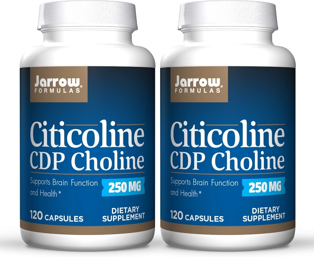Jarrow Formulas Citicoline (CDP Choline) 250 mg - 120 Kapseln, Packung mit 2 - Unterstützt Brain Health & Attention Performance - Bis zu 240 Gesamt Servietten