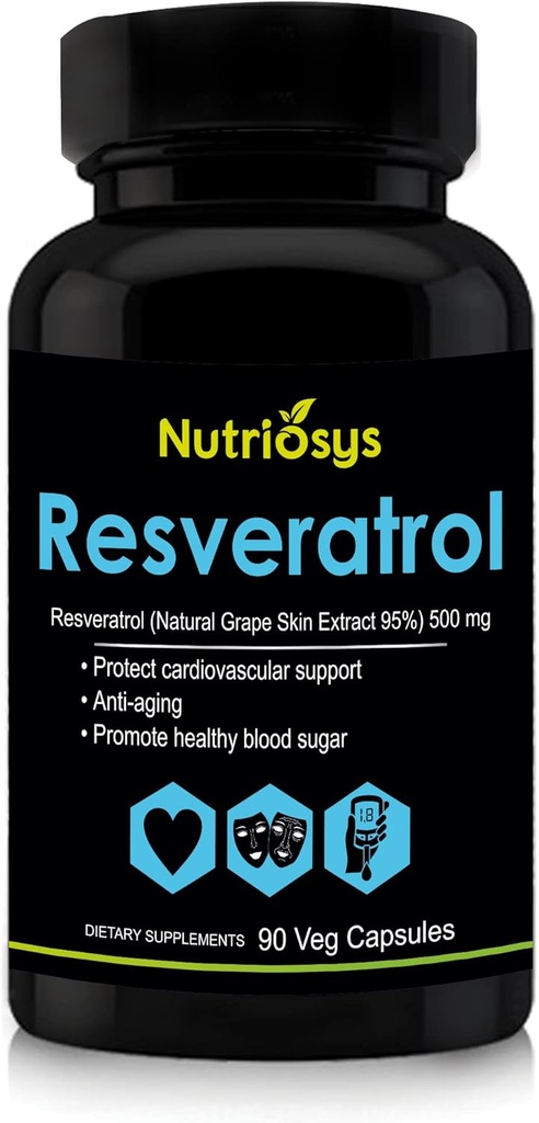 Resveratrol 500mg Supplément de Resveratrol Capsules pour le soutien antioxydant et la santé cellulaire.