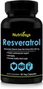 Resveratrol 500mg Supplément de Resveratrol Capsules pour le soutien antioxydant et la santé cellulaire.