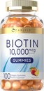 Carlyle Biotin 10000mcg Gummies.com 100 Comte.com Supplément de parfum de pêche.