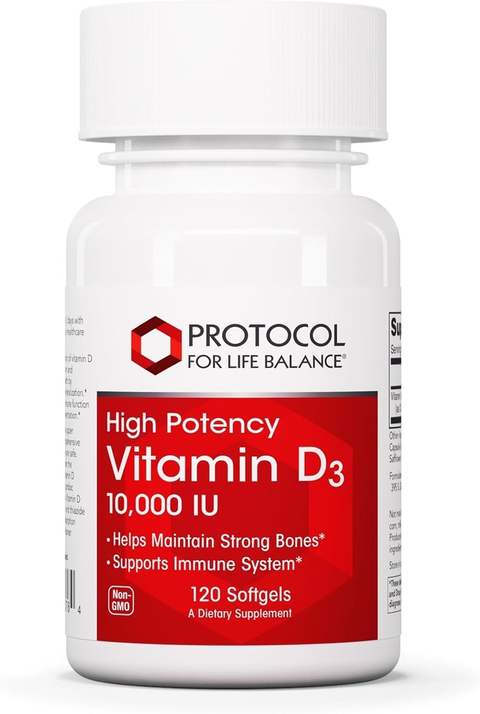 PROTOKOLL FÜR LIFE BALANCE Vitamin D3 10.000 IU - Immununterstützung Gesundheit Knochen und Zähne - 120 Softgels