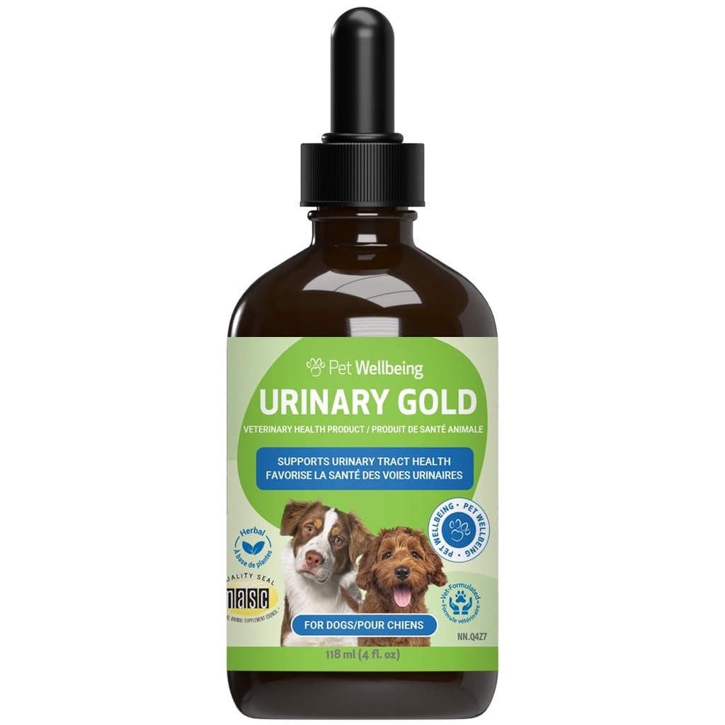 Pet Wellbeing Urinary Gold für Hunde - Vet-Formulierte Mehr-Herb Urinary Tract Support - Bladder Health & Urinary System Wellness - Holistic Dog Supplement - Liquid Formula 4 oz (118 ml)