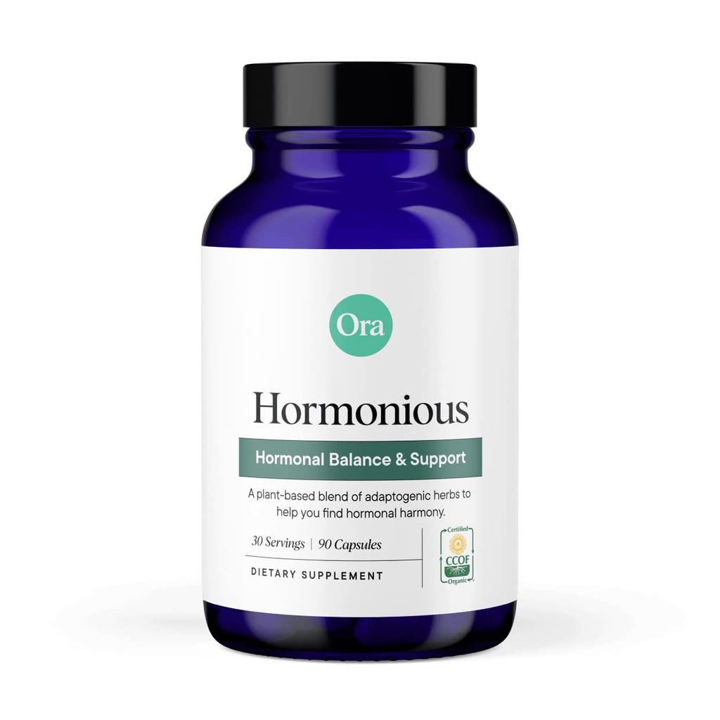 Ora Organic Natural Hormone Balance Supplement & Hormonale Akne Relief für Frauen - Unterstützung Haut, Stimmung, Energie, PMS & Menopause - Ashwagandha, Maca, Burdock Root, Cordyceps & VIT C - 90 Kapseln