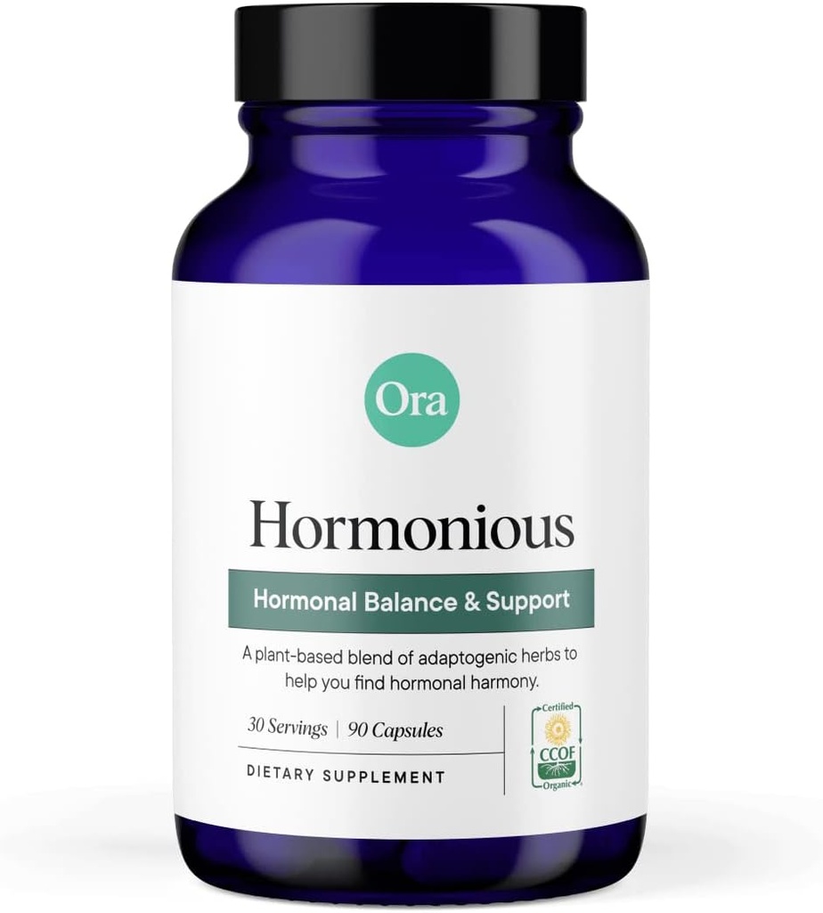 Ora Organic Natural Hormone Balance Supplement & Hormonale Akne Relief für Frauen - Unterstützung Haut, Stimmung, Energie, PMS & Menopause - Ashwagandha, Maca, Burdock Root, Cordyceps & VIT C - 90 Kapseln