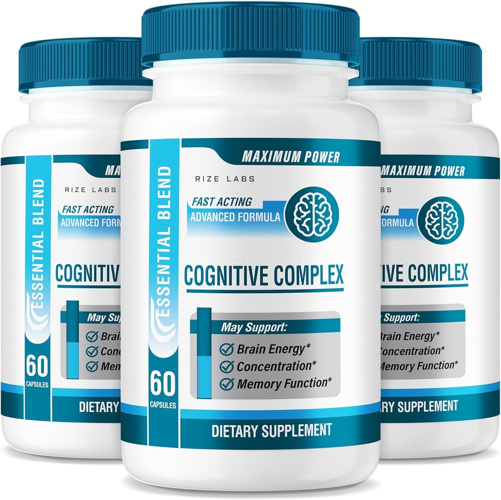 rize labs - kognitive Complex Capsules – Daily Focus & Clarity Formula mit einer ausgewogenen Mischung für Alertness, Memory Support und Alltag Wellness | Einfache Tabletten für Erwachsene (180 Kapseln)