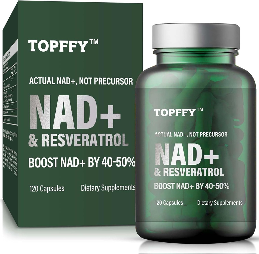 NAD+-Ergänzung, NAD+&Resveratrol-Ergänzung für maximale Absorption von Zellenergie, Aging Defense, 120 Softgels