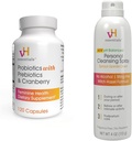vH essential Probiotiques avec prébiotiques et supplément de santé aux canneberges féminines - 120 capsules et vaporisateur personnel
