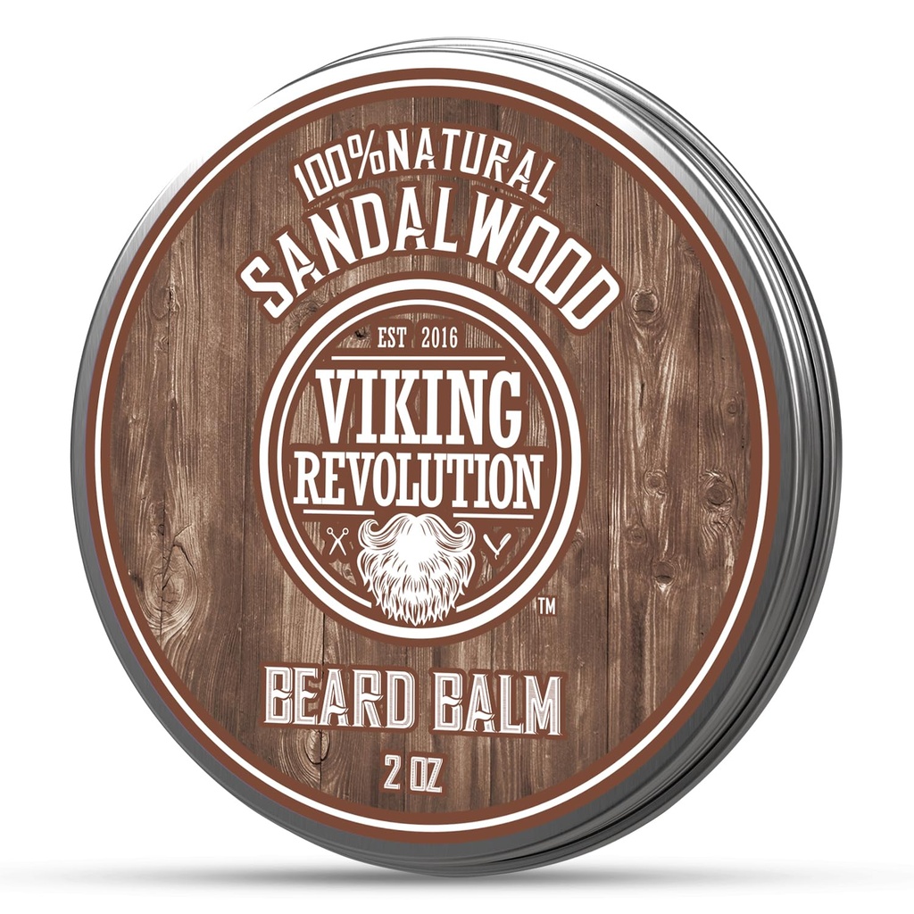 Baume à barbe de la Révolution viking - Beurre à l'huile d'argan, assouplissant pour les hommes avec l'huile de jojoba - Hydratant pour les hommes avec la cire d'abeille - cire de barbe pour les hommes (2oz, 1 pack)