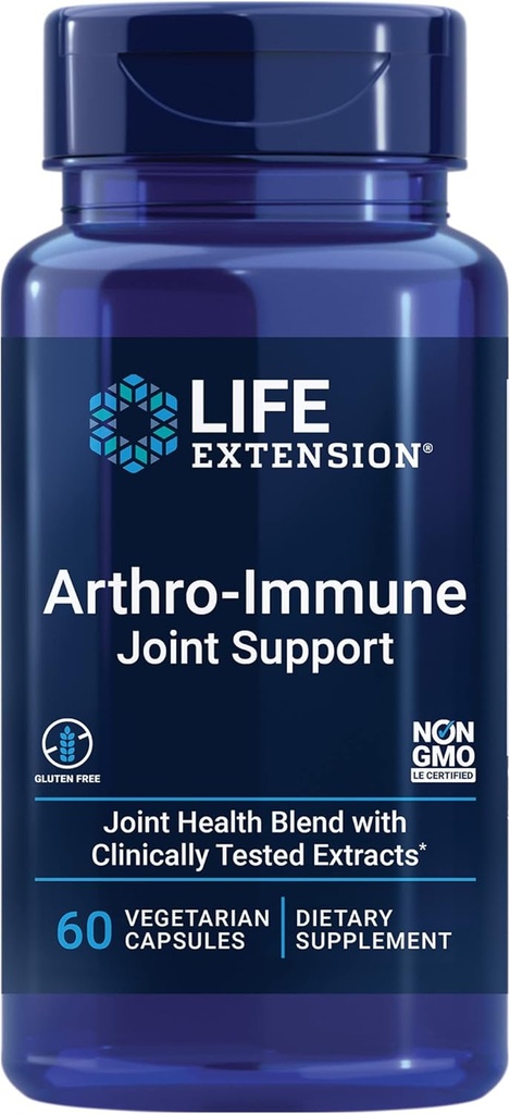 Life Extension Arthro-Immune Joint Support, Curcumin EliteTM Turmeric Extract, Andrographis paniculata, Unterstützt Mobilität und Flexibilität, Vegetarisch, Glutenfrei, Non-GMO, 60 Kapseln