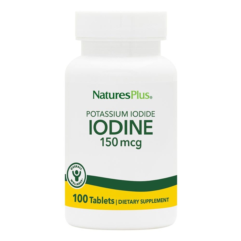 NaturesPlus Kalium-Iodide - 150 mcg, 100 Vegan Tabletten - Schilddrüsen-Unterstützung Ergänzung, unterstützt Atmungsgesundheit - Vegetarisch, Glutenfrei - 100 Servierungen