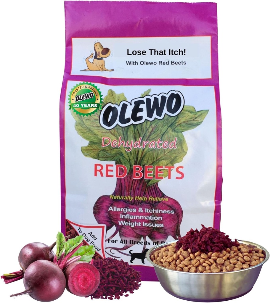 Olewo Original Red Beets for Dogs – Natural Dog Anti Itch, Dog Food Topper, Skin & Coat Support – Dehydratisierte Gemüse für Hunde, Hundezusätze & Vitamine, Toppers für Hunde, Fiber for Dogs, 5.5 lbs