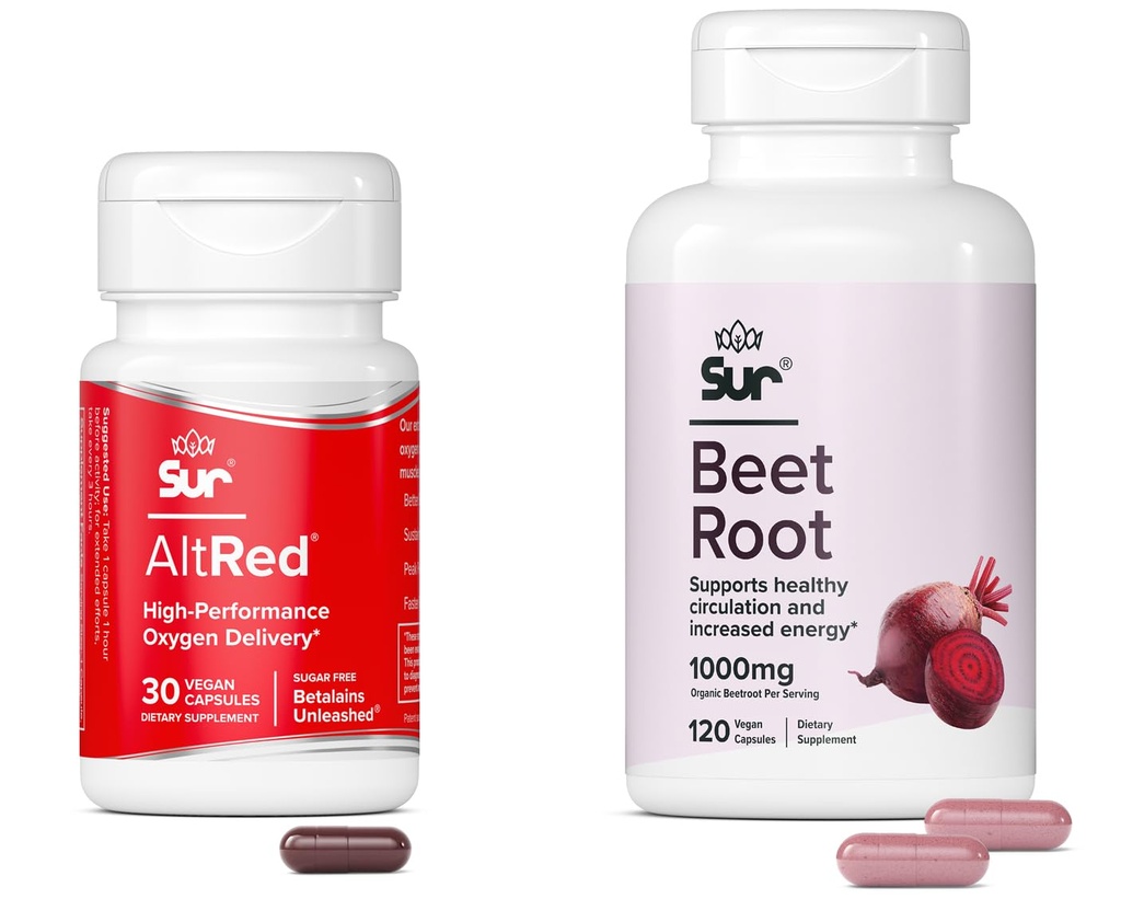 Sur Beet Root Capsules für Muskelrückgewinnung und Sporternährung und Sur Organic Beet Root Capsules