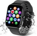 Smart Watch für Herren Damen Kompatibel mit iPhone Samsung Android Phone 1.83 Zoll Full Touch Screen IP68 wasserdicht Bluetooh Fitness Tracker Herzfrequenz/Schlaf-Monitor, Schwarz