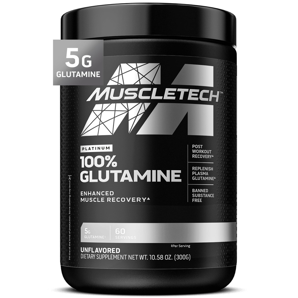 Muscletech 100% L-Glutamin-Pulver für Enhanced Muscle Recovery - Pure L Glutamine Muskel-Wachstums-Erbauer & Energie-Erhöhung Nahrungsergänzung für Männer & Frauen - Unflavored, 60 Servietten