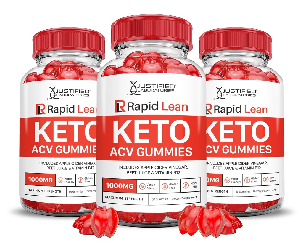 (3 Pack) Rapid Lean Keto ACV Gummies Advanced Formula 1000MG Rapid Lean Keto Gummies Apfel Apfel Apfelessig Formuliert mit Granatapfelsaft Pulver B12 Vegan Non GMO 180 Gummys