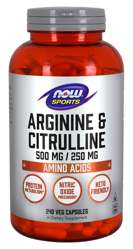 Nutrition sportive, Arginine et Citrulline 500 mg/ 250 mg, acides aminés, 240 gélules