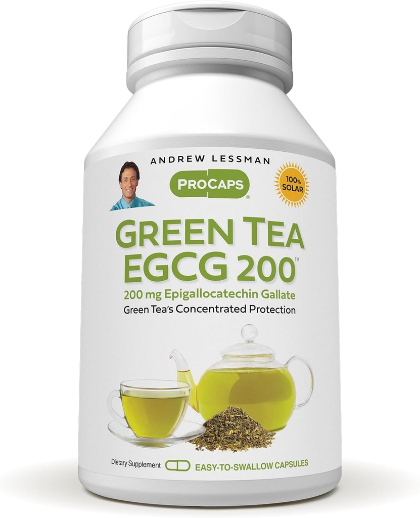 ANDREW LESSMAN Grüner Tee EGCG 200mg - 360 Kapseln - 200 mg EGCG, Leistungsstarke Antioxidante Unterstützung für gesunde Leberfunktion, Immun-, Gehirn-, Herz- und Kreislaufsysteme. Keine Zusatzstoffe
