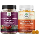 Bundle von extra Stärke Hawthorn Berry Capsules - Extrakt Verdauung und Herzgesundheitsergänzung und Turmeric Gummis für Erwachsene Peach Flavor - Extra Strength Joint Support Gummis