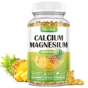 Calcium Magnesium Zink-Gummien, Calcium Magnesium 2:1 Verhältnis mit Vitamin D3, K2, B6, B12 für Knochenstärke, Muskelfunktion & Nerve Gesundheit, extra Absorption Formel, Vegan, Ananas Flavor 60 Gummie