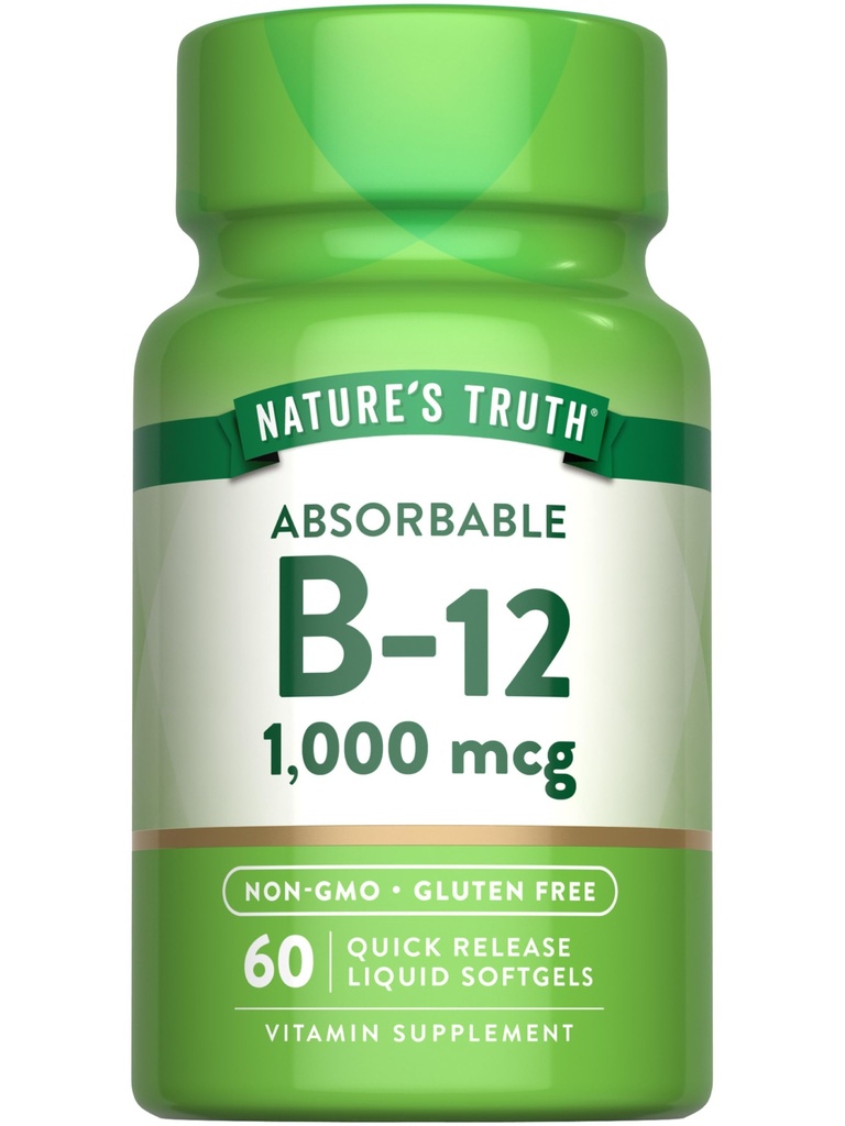 Nature's Truth Vitamin B12 | 1000 mcg | 60 Softgels | Non-GMO & Gluten Kostenlose Ergänzung