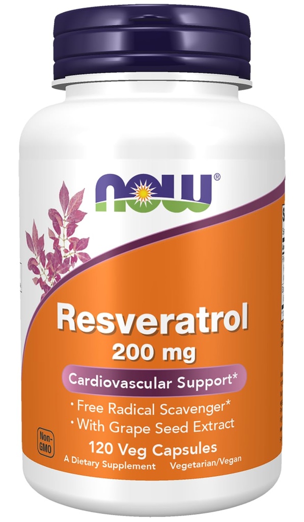 Suppléments, Resvératrol naturel 200 mg avec extrait de vin rouge, 120 capsules de légumes