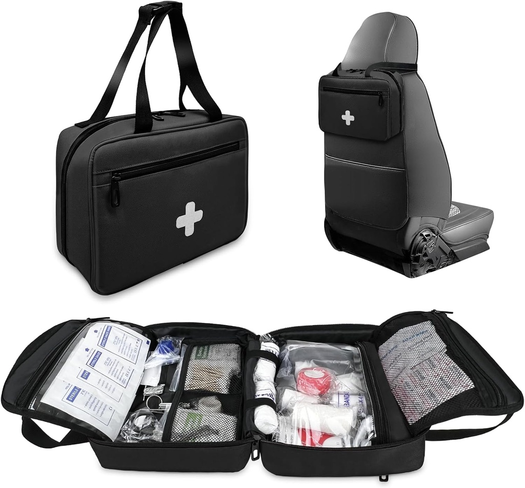 Erste Hilfe Tasche Leere, kompakte und tragbare medizinische Versorgung Organizer mit mehreren Komponenten, Notfall Trauma Tasche für Reisen, Camping, Wandern, Auto, Reisen und Heimgebrauch, Schwarz(nur)