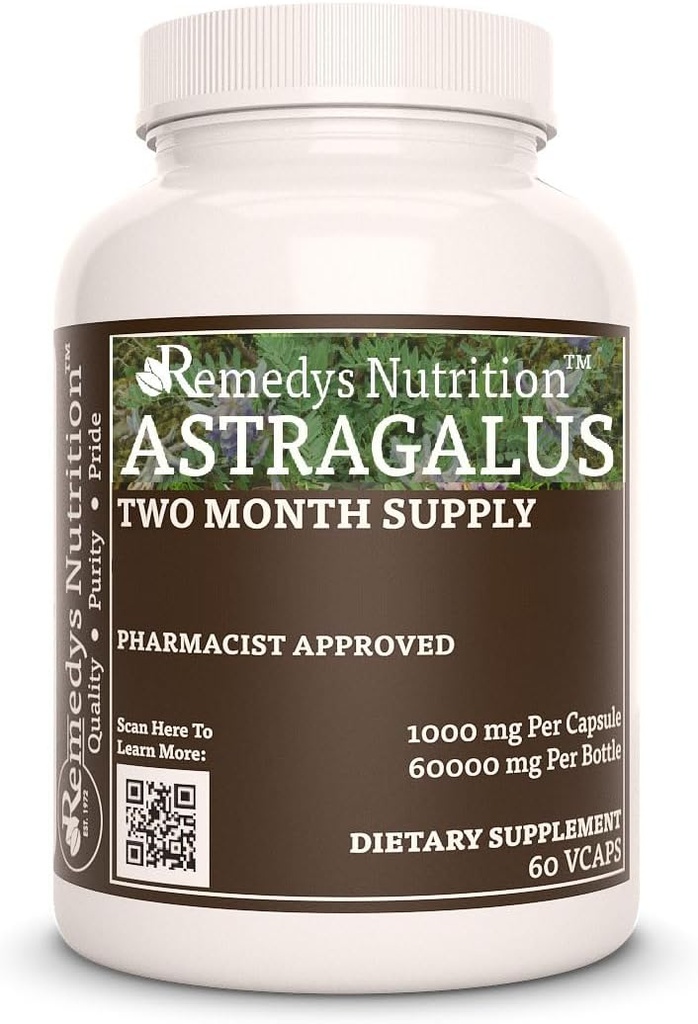 Astragalus Remedy's Nutrition MEGA Strength 1000 mg pro Kapsel/60.000 mg pro Flasche Vegan VCaps