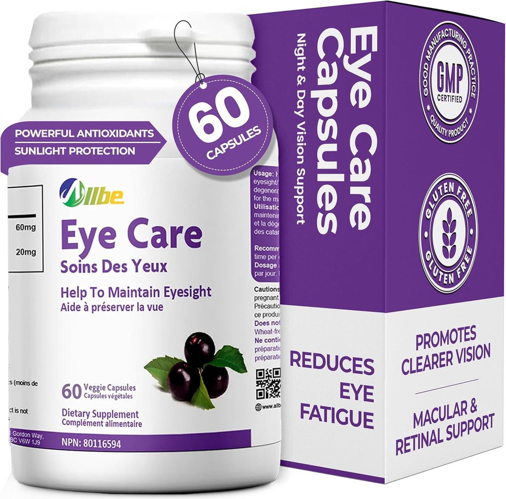 Augenpflege Kapseln, Packung von 60 Lutein 20mg und Maqui Berry 60mg Servierungen, Augengesundheit Ergänzungen für Erwachsene