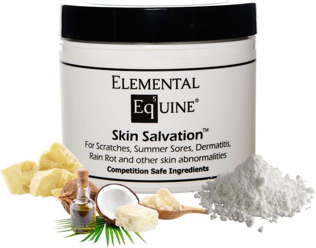 Salvation de la peau équine élémentaire 4oz pour les chevaux - Combats Scratches, Mud Fever, Ors d'été, Dermatite, Crud d'été, Cannon Bone Gunk et problèmes de peau similaires chez les chevaux
