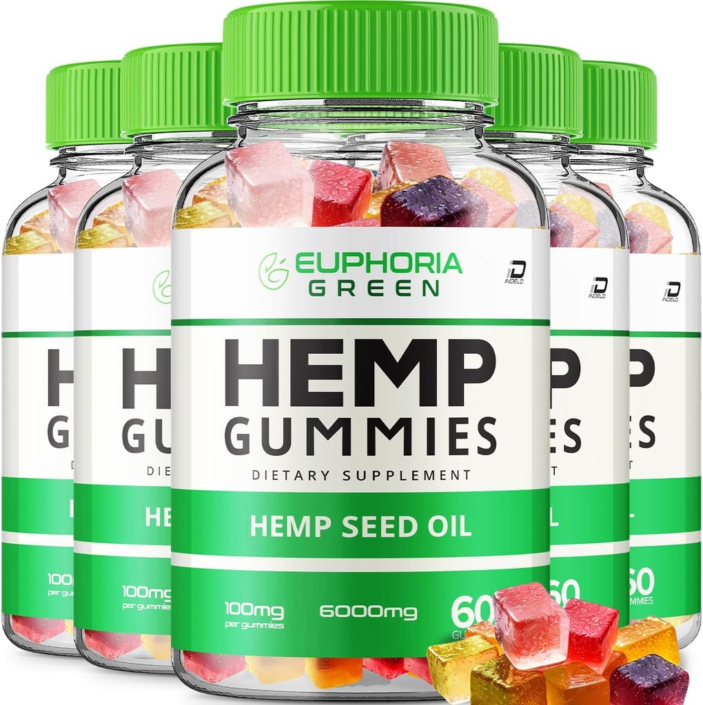Euphoria Green Hemp Gummis - mit Hanf Seed Extrakt EuphoriaGreen Hanf Gummies Tinnitus Kräuterergänzung, Gesundheit und Wellness Unterstützung, All Natural Euphoria Green Hemp Gummy (5 Pack - 300 Gummis)