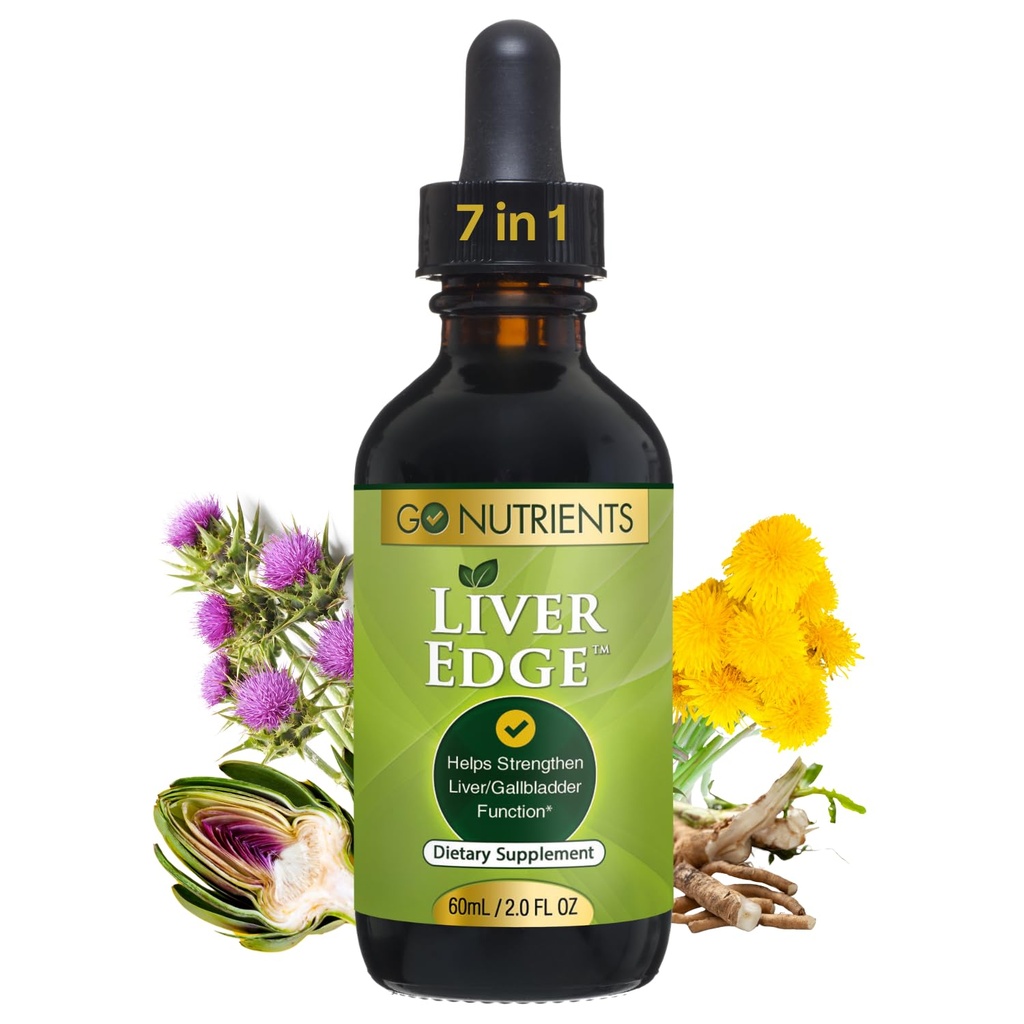 Go Nutrients Liver Edge – Milchdistel-Ergänzung für Leberreiniger, Detox & Repair mit Artichoke-Extrakt für Gesundheit & Fatty Liver Support, Organic Liquid Drops & Tincture - 2 oz, 48 Portionen