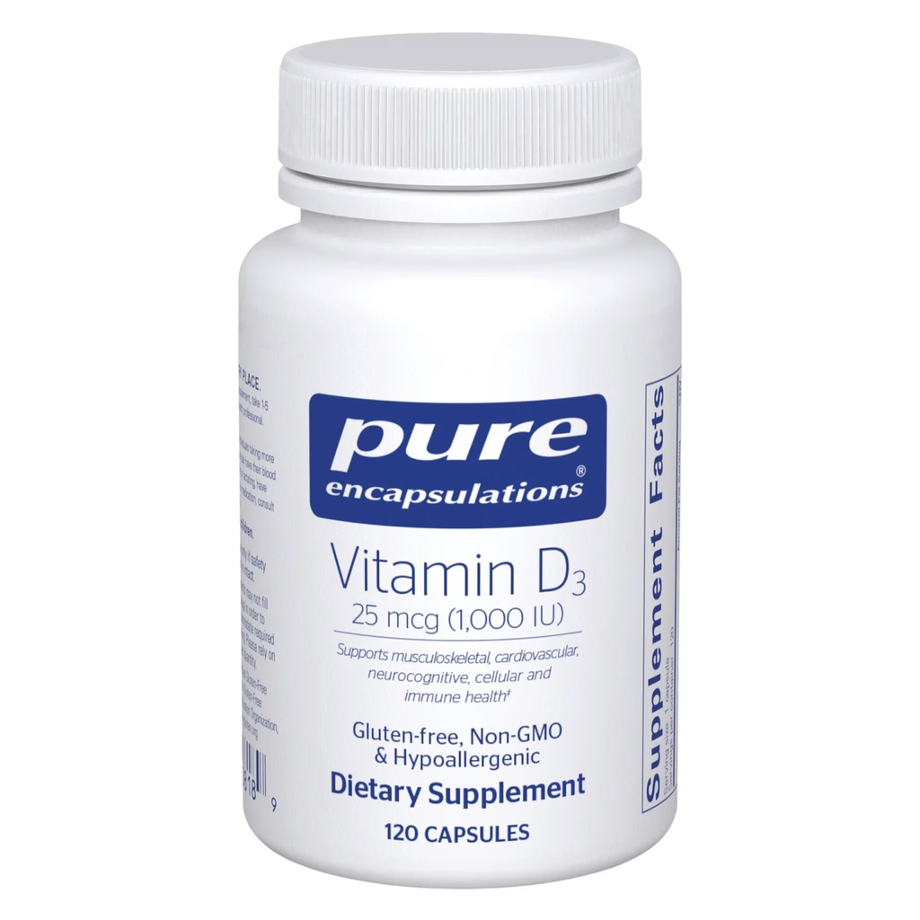 Reine Kapseln Vitamin D3 25 mcg (1.000 IU) - Ergänzung zur Unterstützung von Knochen, Gelenk, Brust, Herz, Colon & Immune Gesundheit - mit Premium Vitamin D - 120 Kapseln