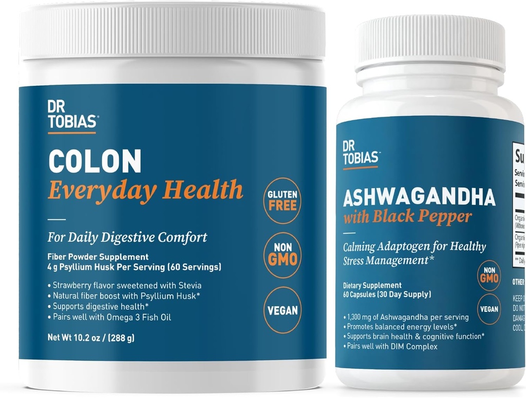 Dr. Tobias Colon Everyday Health and Ashwagandha Capsules, Digestive Wellness & Resilience Bundle, unterstützt Balanced Energy & Gut Health, Vegan, Non-GMO
