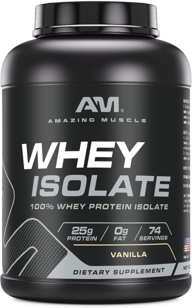 Erstaunliches Muskel Whey Protein Isolate Pulver | 25 Gramm Protein Per Serving | 100% Whey Isolate | Zero Fat | Made in USA (5 Lb, Vanilla)