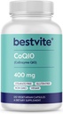 BESTVITE Coenzym CoQ10 400mg (120 vegetarische Kapseln) Natürlich gefruchtet - No Stearates - Vegan - Glutenfrei - Non GMO