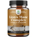 Supplément de champignons Lion's Mane Advanced - Capsules de complément de la Mane Lions avec Reishi, Chaga, Maitake & Shiitake pour la santé cérébrale Soutien et Focus - Nootropic pour la clarté mentale - 120 capsules