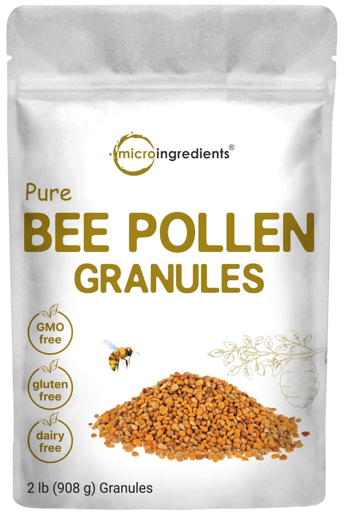 Micro Ingredients Pure Bee Pollen Granulate, 2 lb | Frische Ernte, Rohstoffe & Natürliche Superfood | Reich an B Vitaminen, Mineralien, Protein & Antioxidantien | Keto, Non-GMO