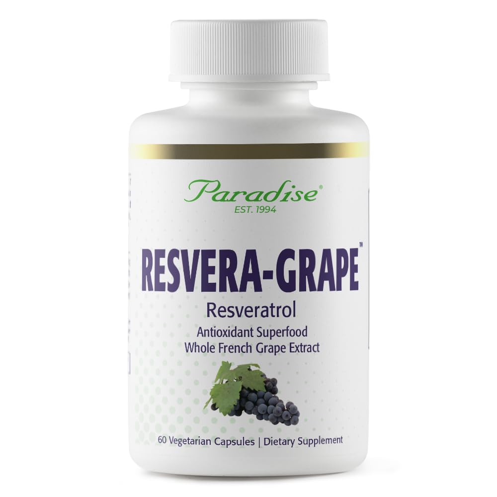 Paradise Herbs Resveragrape, Resveratrol + Polyphenole + Opc's, Super Potent, Ultra Pure, Non-GMO, Glutenfrei, 60 vegetarische Kapseln