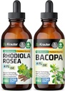 BIO KRAUTER Rhodiola Rosea Tinktur 4 Fl. Oz. & Bacopa Tinktur 4 Fl. Oz.