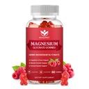 400mg Magnesium Glycinat-Gummien mit 200mg Magnesium Malat, Vitamin D, B6 und CoQ10, Magnesium Glycinat-Ergänzung für Entspannung und Kognition, Zuckerfrei, Himbeer Geschmack - 60 Gummi