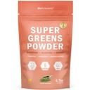 BioSchwartz Verts Poudre Super Verts avec Probiotiques, Prébiotiques, Enzymes Digestifs et 43 Superaliments Verts - Chlorophylle, Bilberry, Chlorella, Spiruline - Goûts incroyables - 30 portions