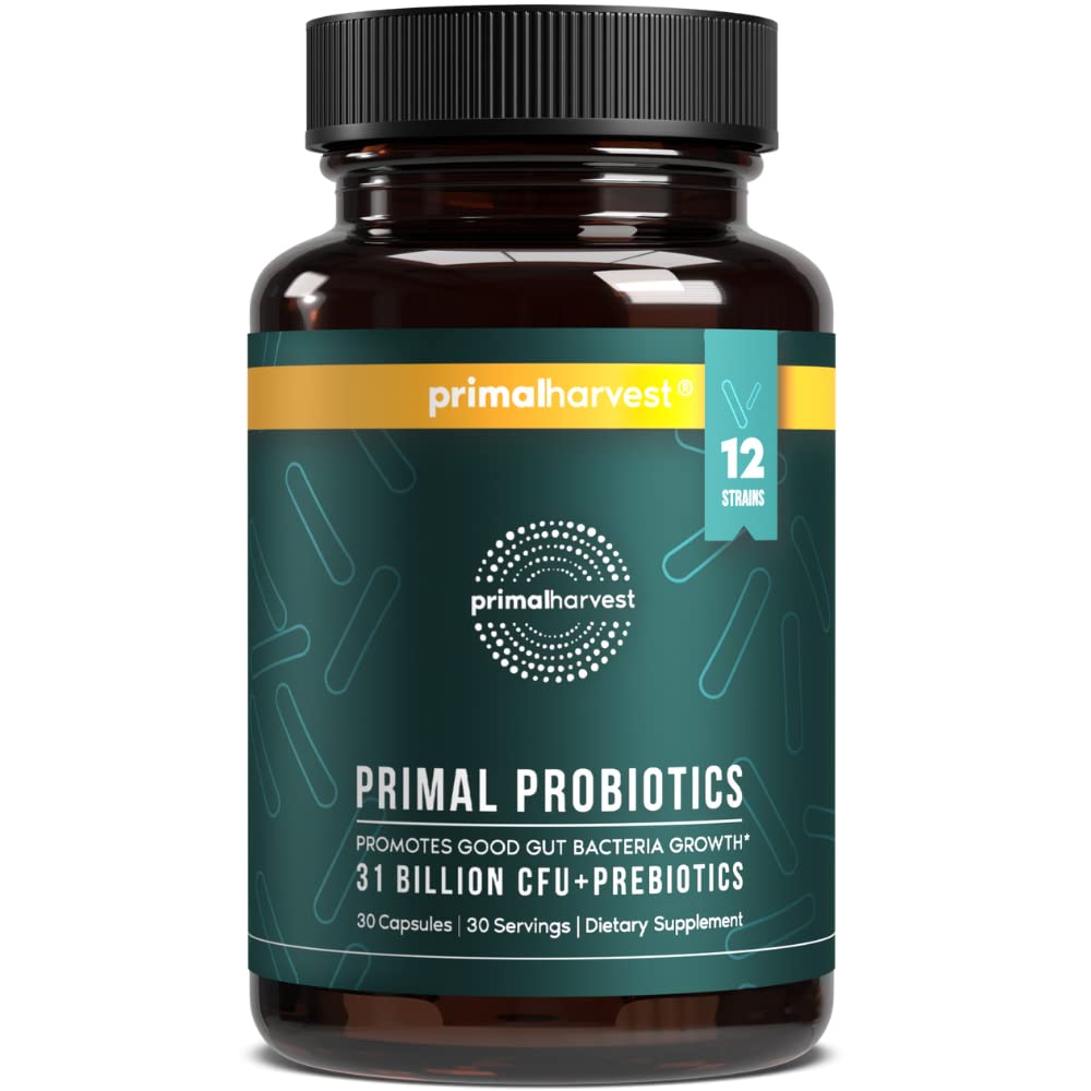 Primal Harvest Probiotika für Frauen und Männer Täglich Probiotische Ergänzung mit 12 Strains für Gut & Verdauungsgesundheit 30 Kapseln